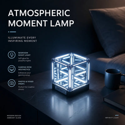 💡 Hypercube LED Namizna Svetilka – 3D infinity efekt