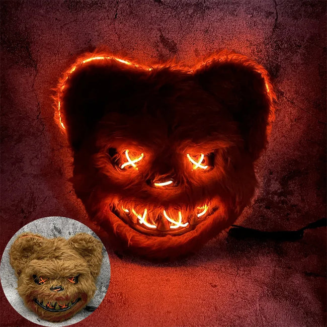 LED svetleča maska zajec/medved za Halloween – različica A
