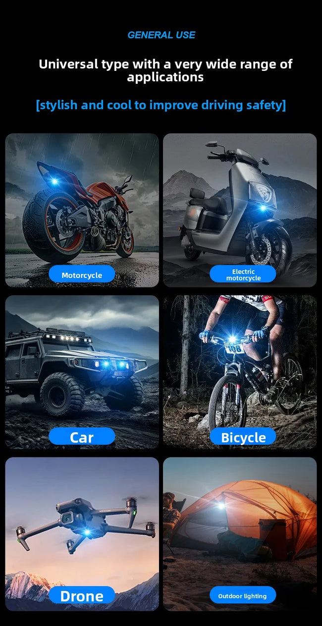 Brezžična LED opozorilna utripalka za avto in motor – fotografija izdelka