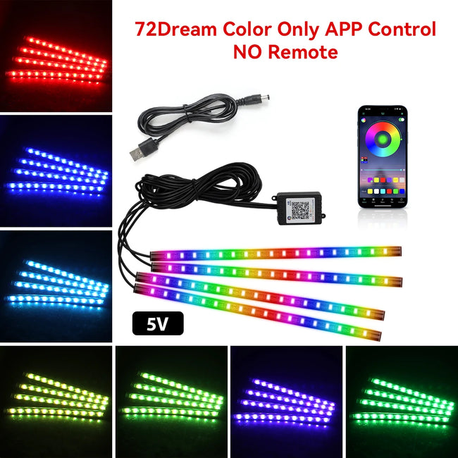 RGB LED ambientna osvetlitev za avto 36/48/72 LED – fotografija izdelka