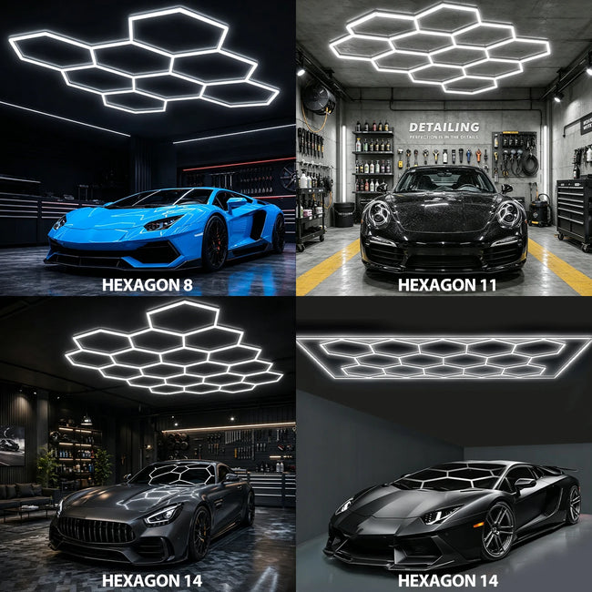 Aiopp Hexagon Honeycomb LED stropna luč za garažo – DIY sestavljanje, visok CRI, brez utripanja