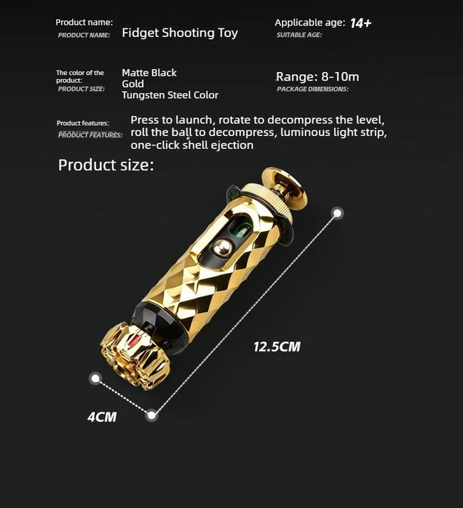 🔫 Kovinski Launcher Fidget Pistol Set – mehanska antistresna igrača