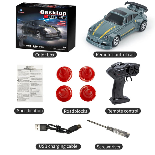 2026 New Kf20 1:64 Drift Rc Car Four-Wheel Remote-Controlled Racing Car Full Proportions Desk Competition Toy Boys Ideal Gifts.